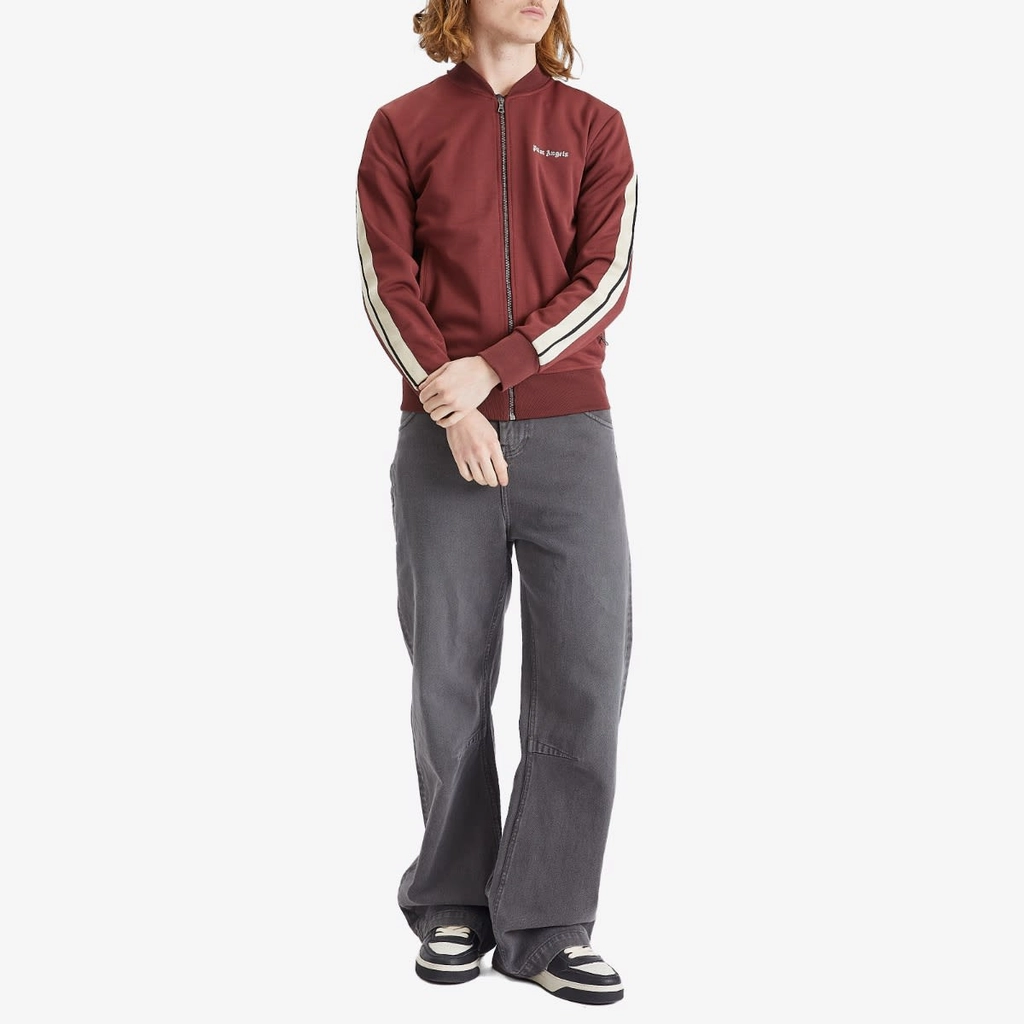 Palm Angels Men's Logo Bomber Track Jacket Burgundy